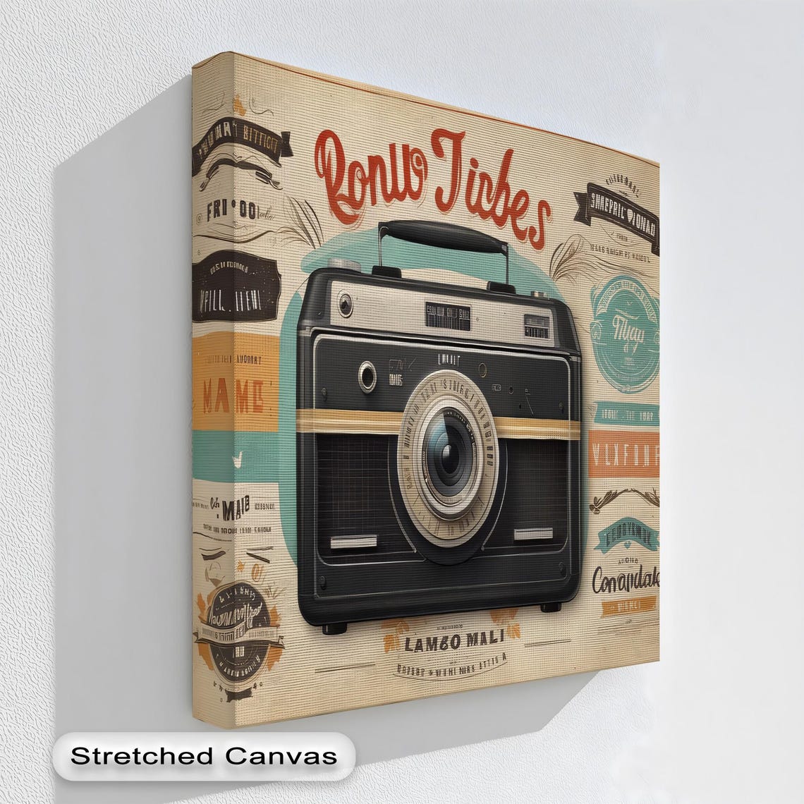 Retro Vibes Rangefinder Camera Badge Collage Vintage Style Poster