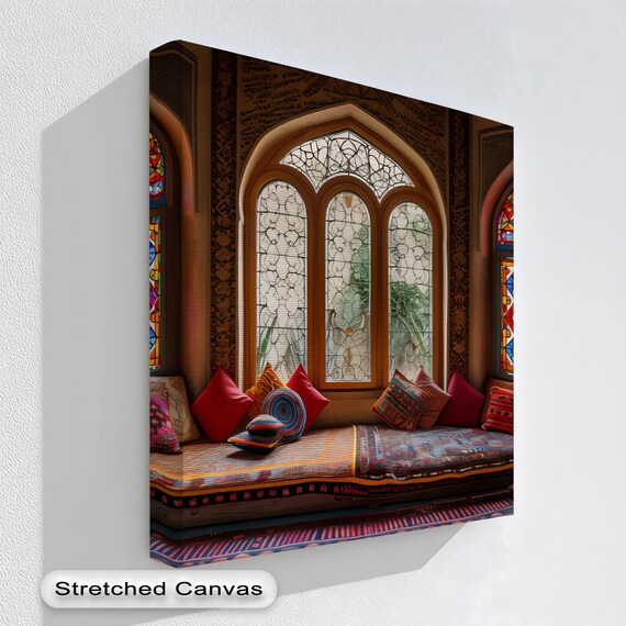 Oriental Lounge Arched Window Colorful Cushions Middle East Art Print