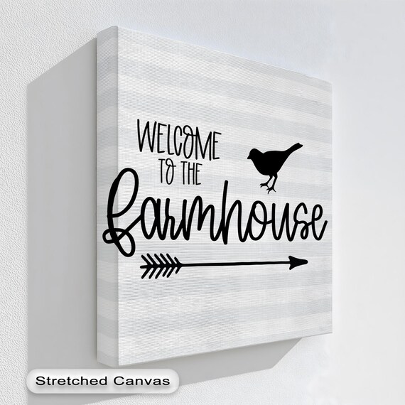 Welcome To The Farmhouse Bird Arrow Rustic Black White Wall Art