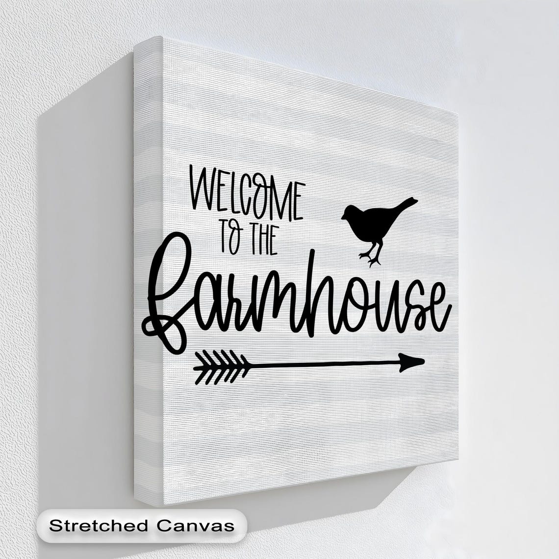 Welcome To The Farmhouse Bird Arrow Rustic Black White Wall Art