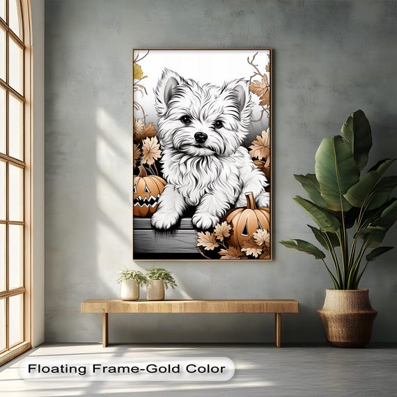 Puppy Halloween Canvas Fall Pet Pumpkin Art