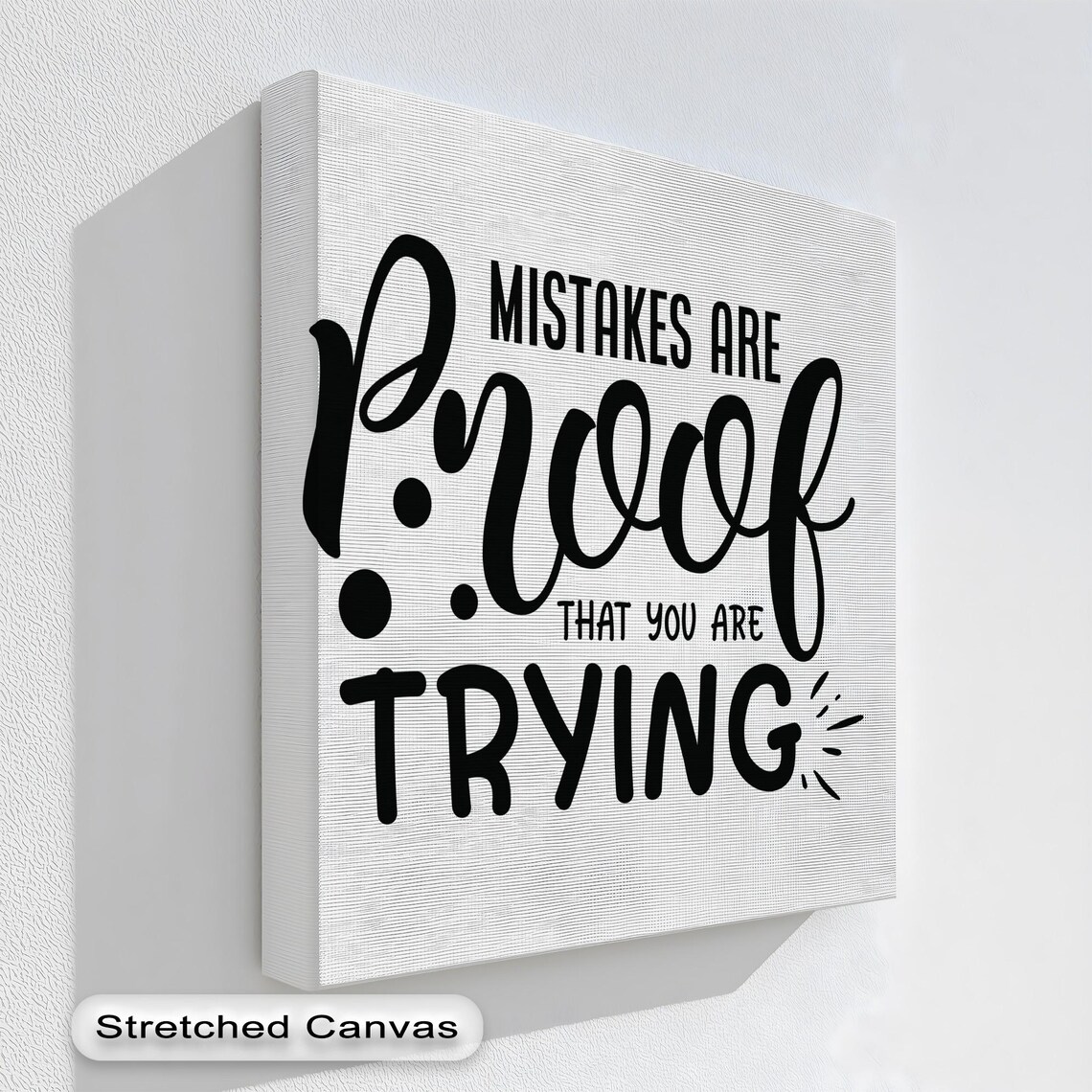 Motivational Mistakes Canvas Art Black And White Quote With Natural Frame