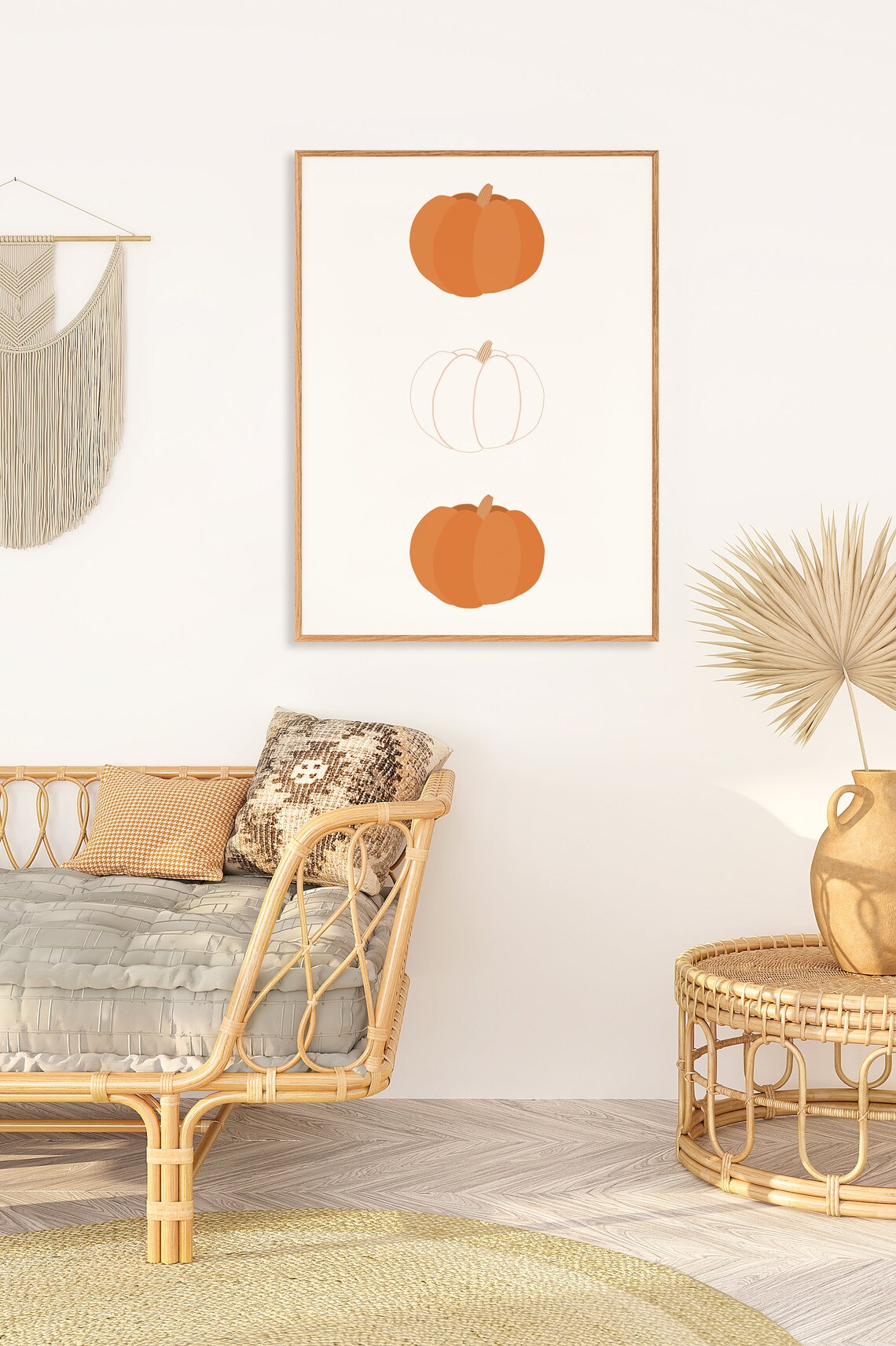 Pumpkin Fall Boho Home Decor, Modern Art Print - Image 2