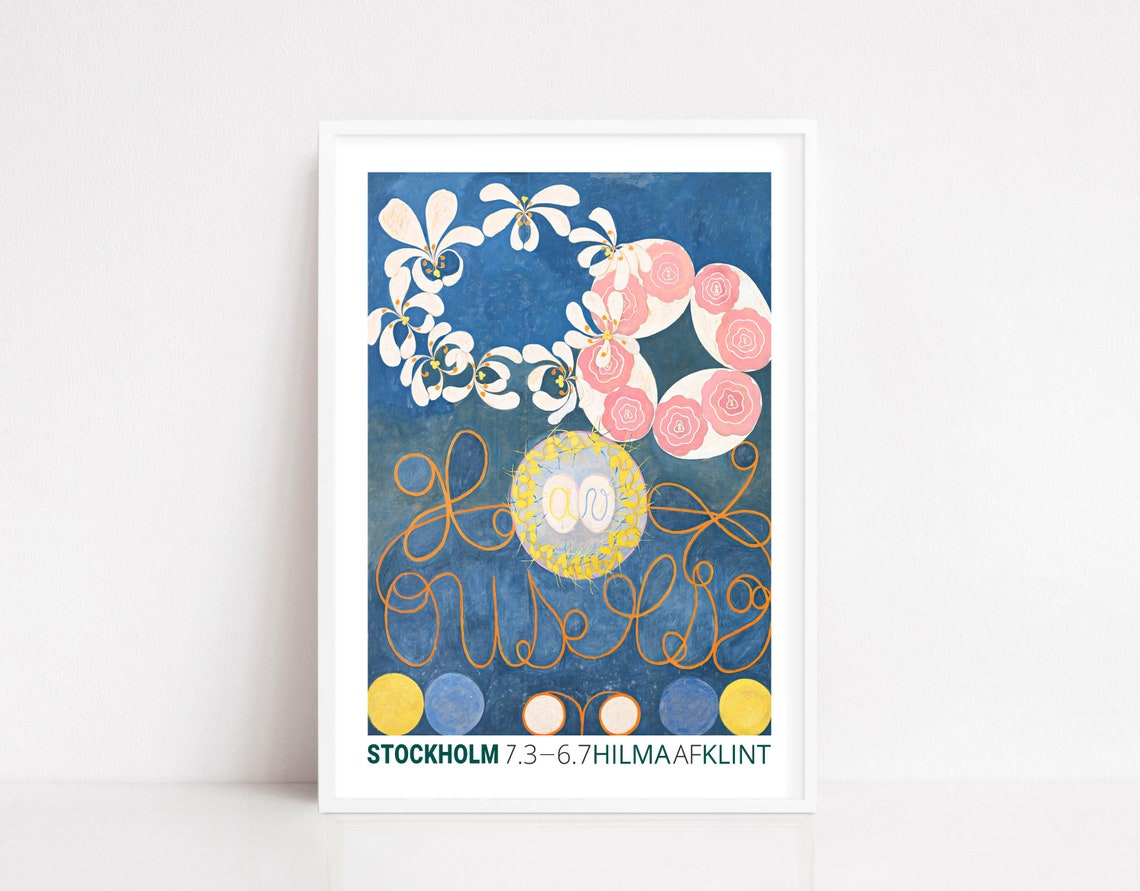 Hilma af Klint Blue Floral Wreath Stockholm Exhibition Art Poster