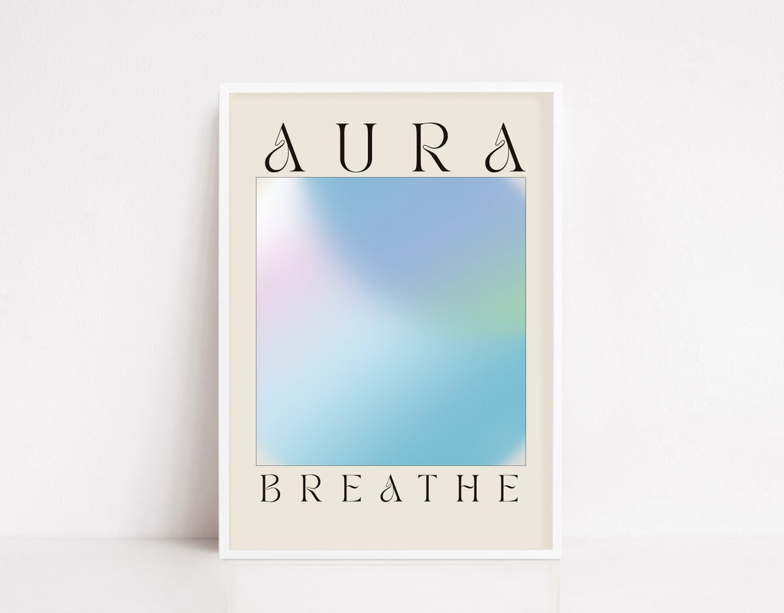 Aura Breathe Blue Gradient Calm Spiritual Minimalist Decor Poster