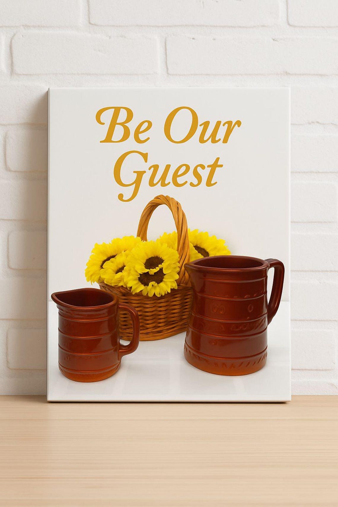 Be Our Guest Sunflower Basket Rustic Farmhouse Kitchen Poster