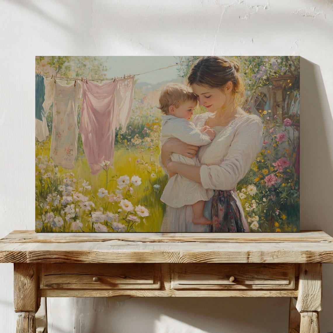 Mother And Child Painting Nature And Family Wall Art Motherhood Wall Decor Spring Garden Art Peaceful Scenery Art Family Love Art - Image 5