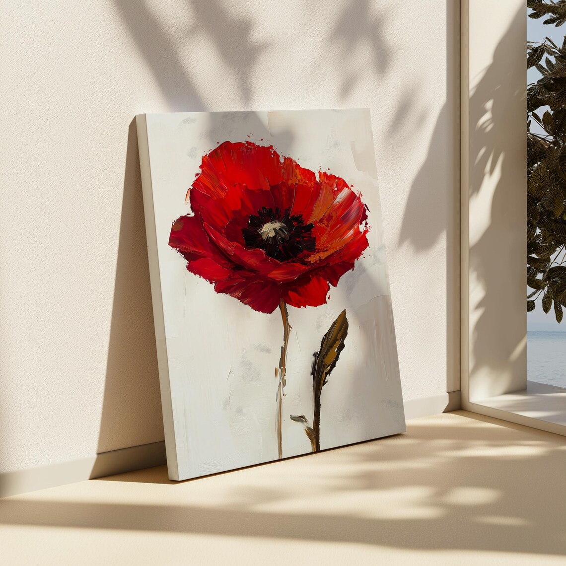 Red Poppy Wall Art Poppy Painting Print Floral Modern Art Modern Botanical Painting Elegant Flowers Wall Decor Red Floral Painting - Image 2