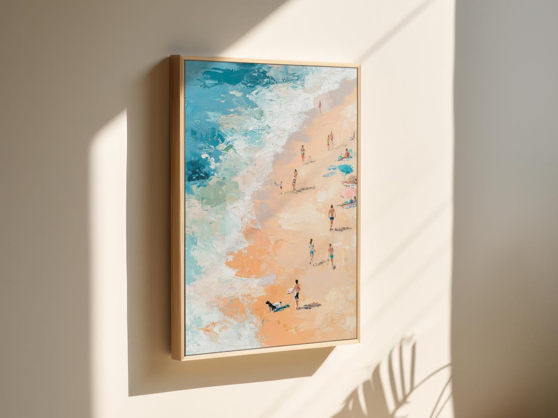 Vivid Aerial Turquoise Ocean Beach Scene Summer Day Art Poster - Image 3