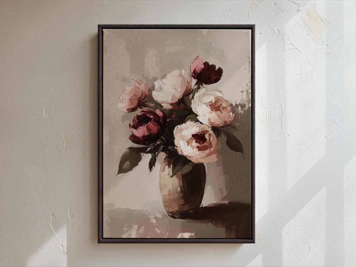 Soft Blush Peonies Impressionist Floral Painting Elegant Wall Art - Image 5