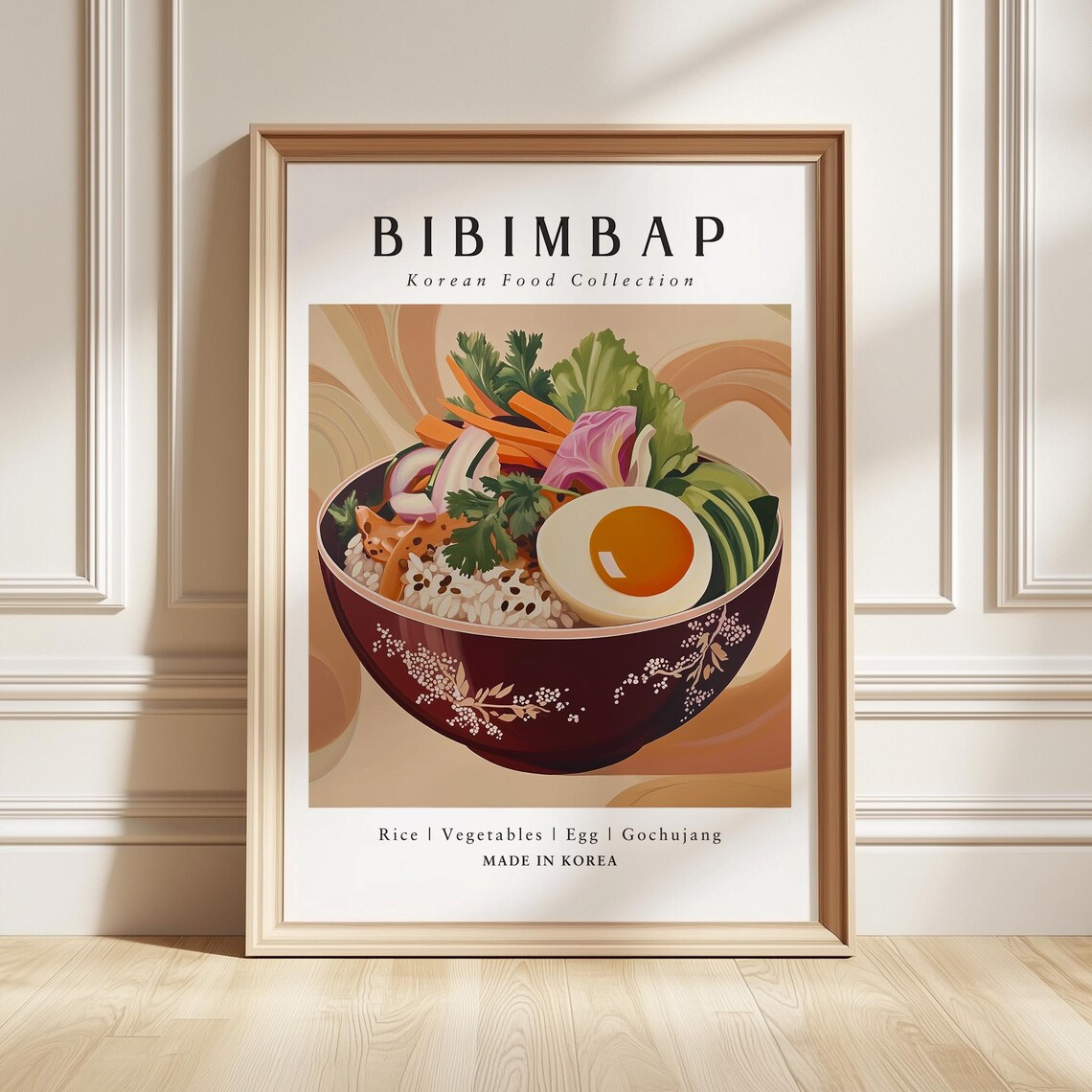 Bibimbap Korean Food Collection Colorful Illustrated Food Poster