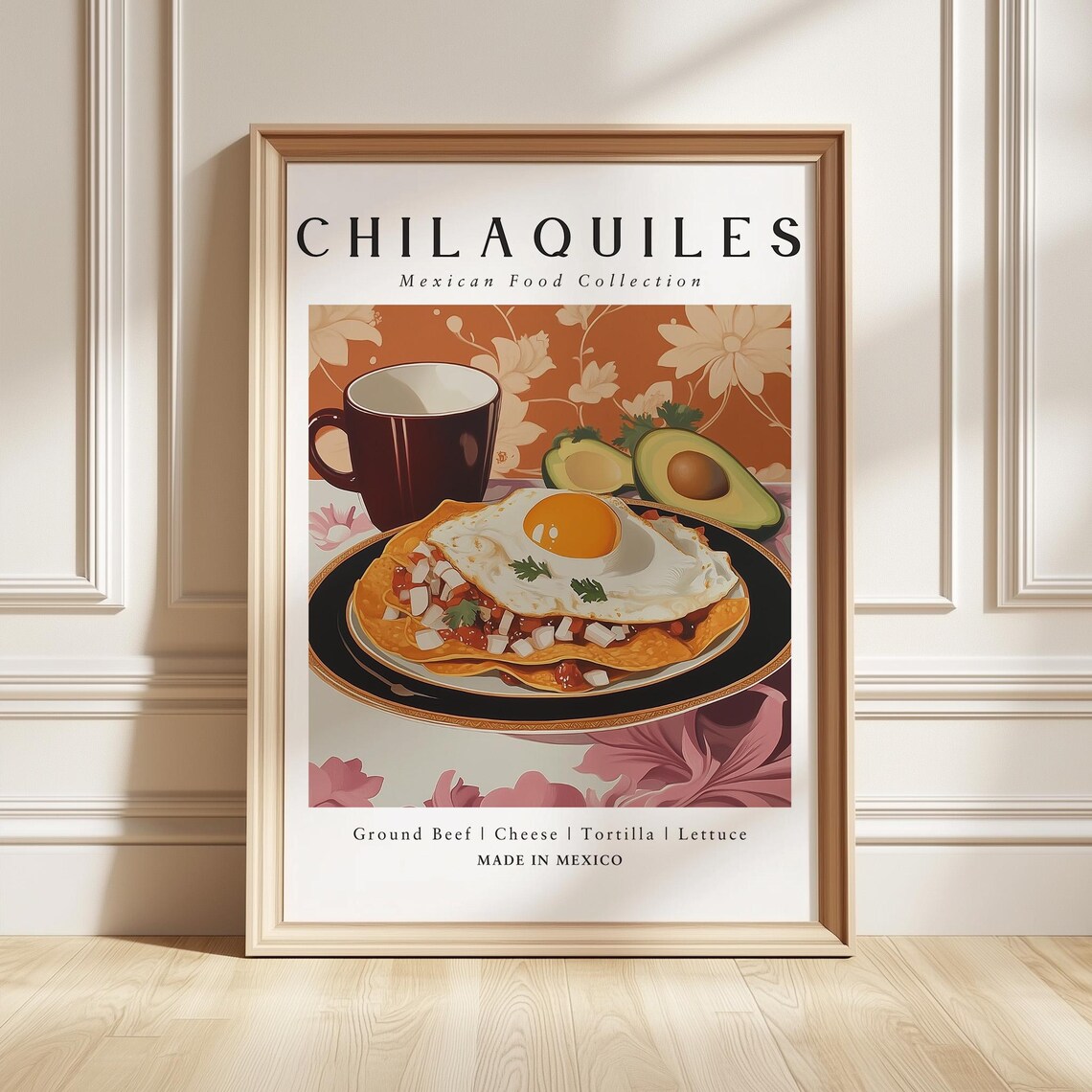Chilaquiles Mexican Food Poster Fried Egg Avocado Breakfast Kitchen Decor