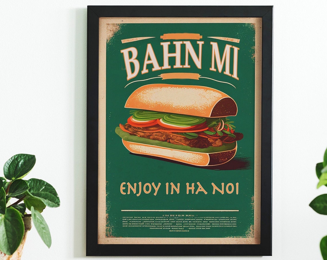 Vietnamese Banh Mi Sandwich Enjoy in Ha Noi Retro Style Food Poster