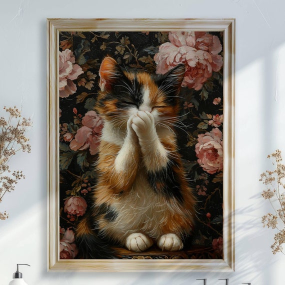 Funny Cat Bathroom Toilet Humor Art Print, Cat Lover Gift