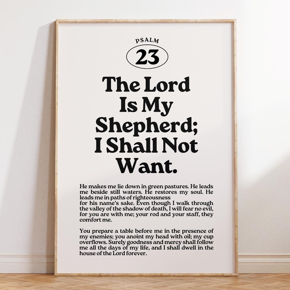 The Lord Is My Shepherd I Shall Not Want Psalm 23 Full Text Bible Poster