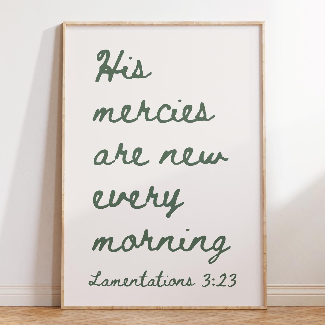 His Mercies Are New Every Morning Forest Green Script Poster