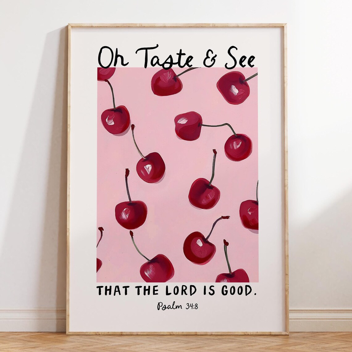 Psalm 34 Cherries Coquette Christian Art Print