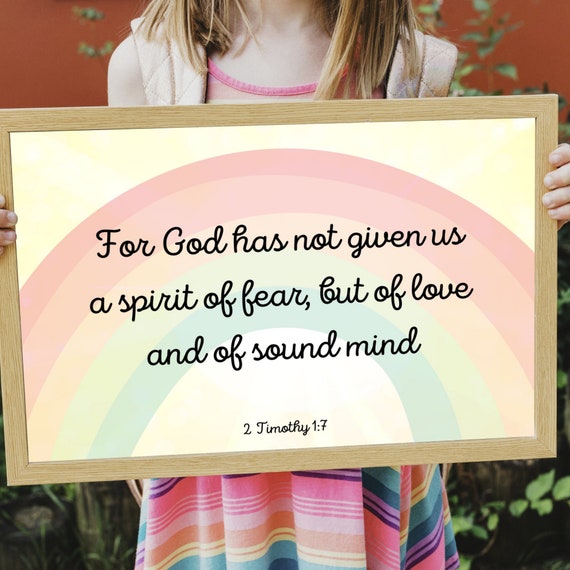 2 Timothy 1:7 Bible Verse Rainbow Sunshine Wall Art