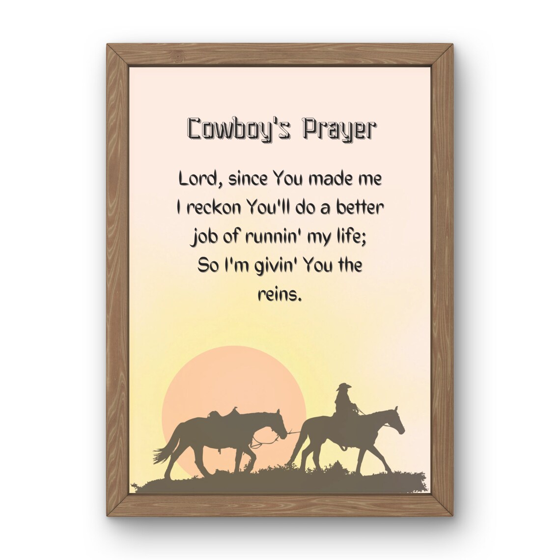 Cowboys Prayer Sunset Horse Silhouette Western Faith Quote Poster - Image 3