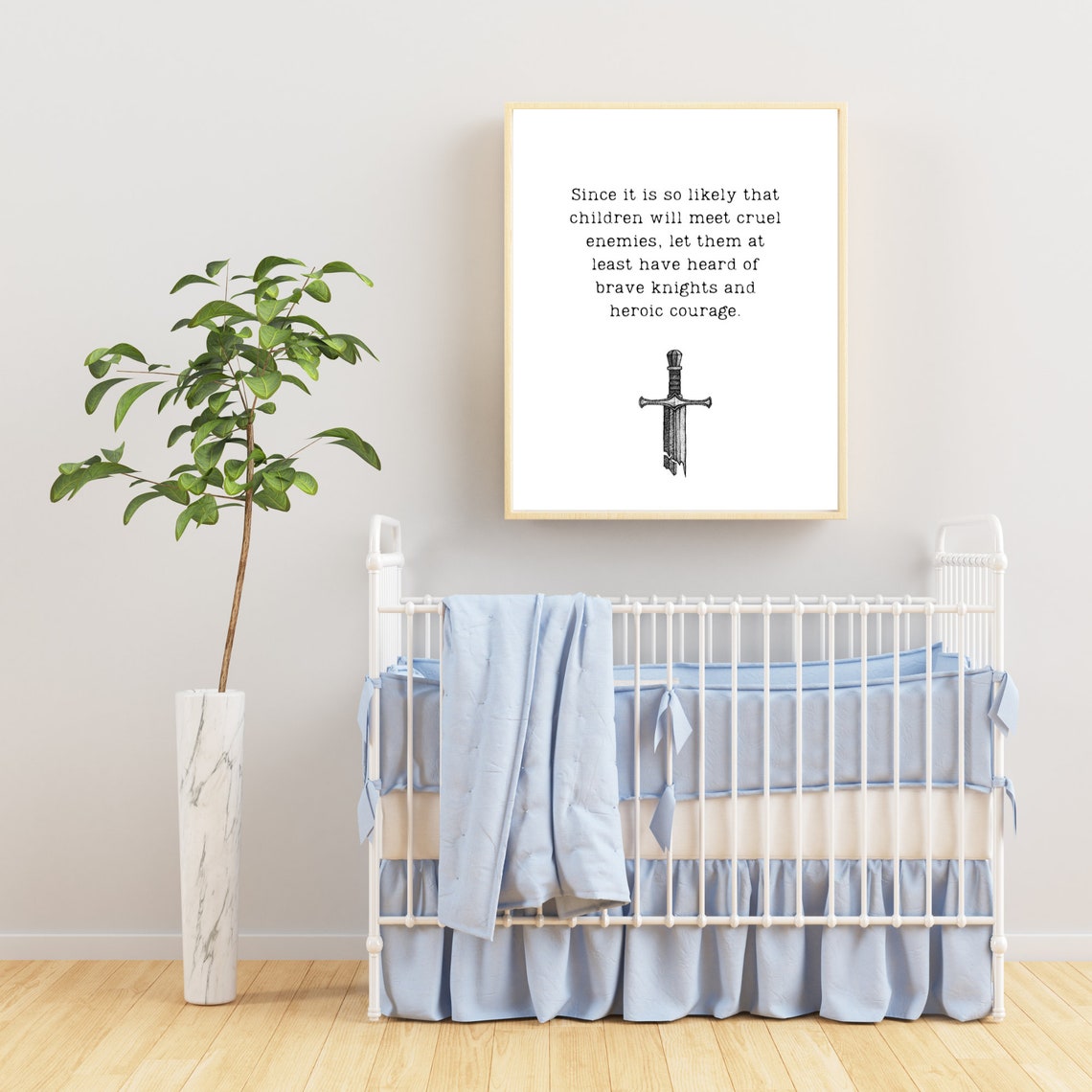 C.S. Lewis Brave Knights Quote With Sword Minimal Typography Print - Image 2