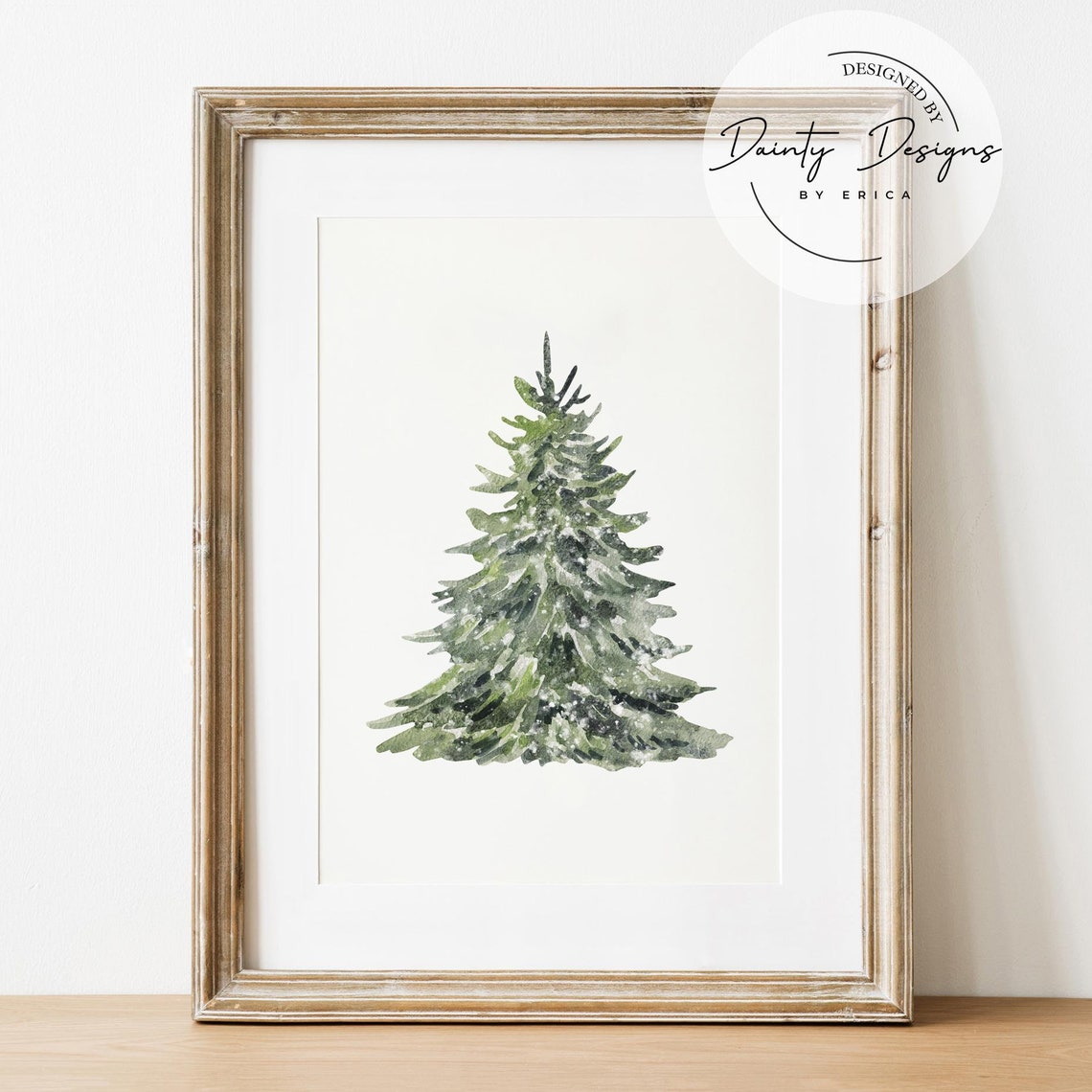 Snowy Watercolor Christmas Tree Minimalist Holiday Beautiful Poster