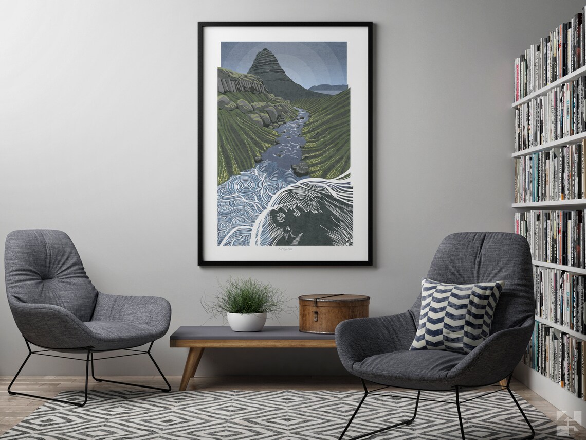 Iceland Kirkjufell Waterfall Landscape Travel Poster - Image 2