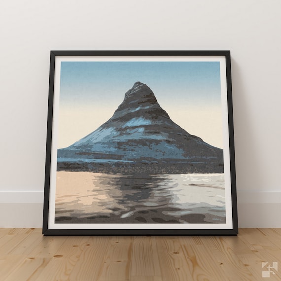 Kirkjufell Iceland Mountain Reflected in Still Calm Water Poster