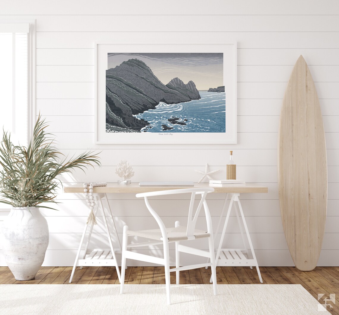 Three Cliffs Bay, Gower Wales Landscape Travel Poster - Image 3