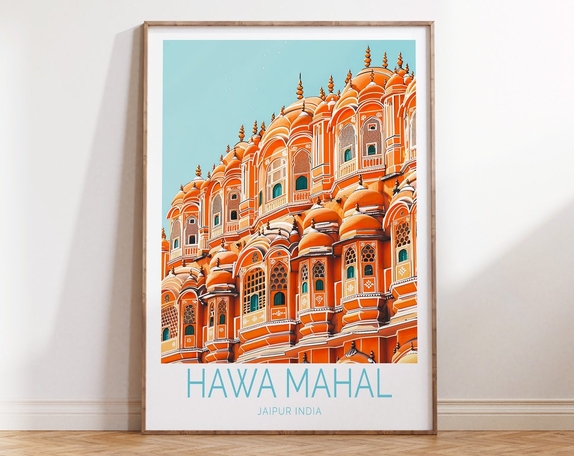 Hawa Mahal Travel Print Jaipur India City Travel Wall Art Hawa Mahal Palace Poster Personalised Gifts Birthday Present