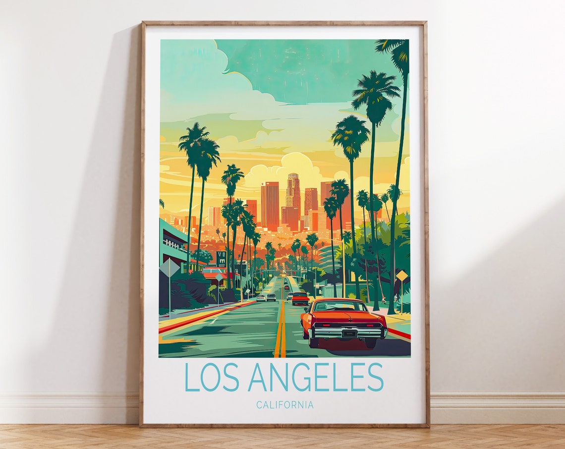 Los Angeles Travel Poster California City Print Los Angeles California Wall Art Los Angeles Cityscape Poster Birthday Present