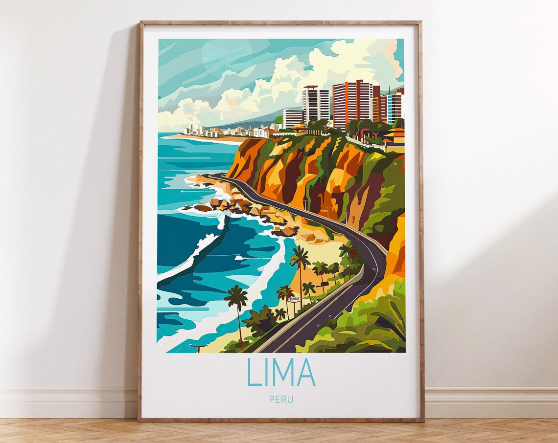 Lima Peru Travel Poster, Coastal City Wall Art