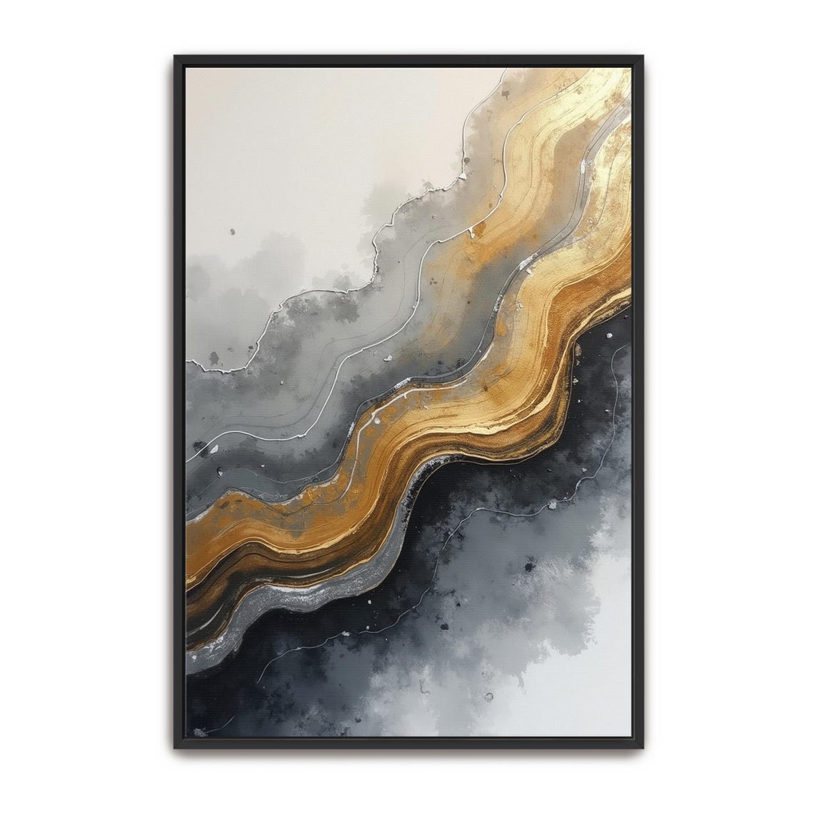 Abstract Gold and Grey Marble Swirls Modern Luxury Decor Poster