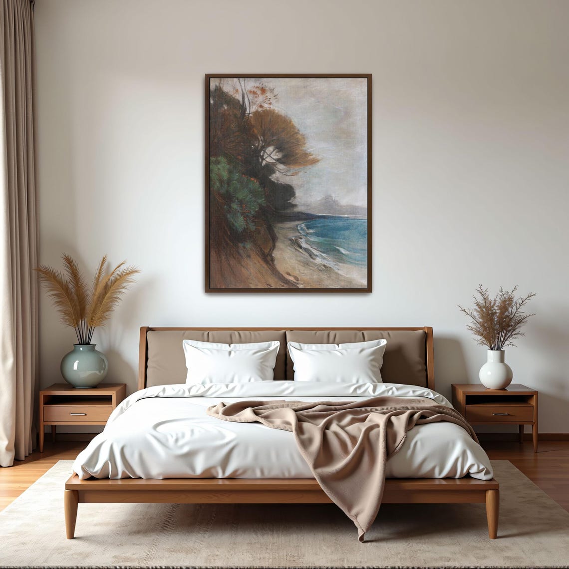 Windswept Pines Above a Turquoise Coastal Cove Seascape Poster - Image 5