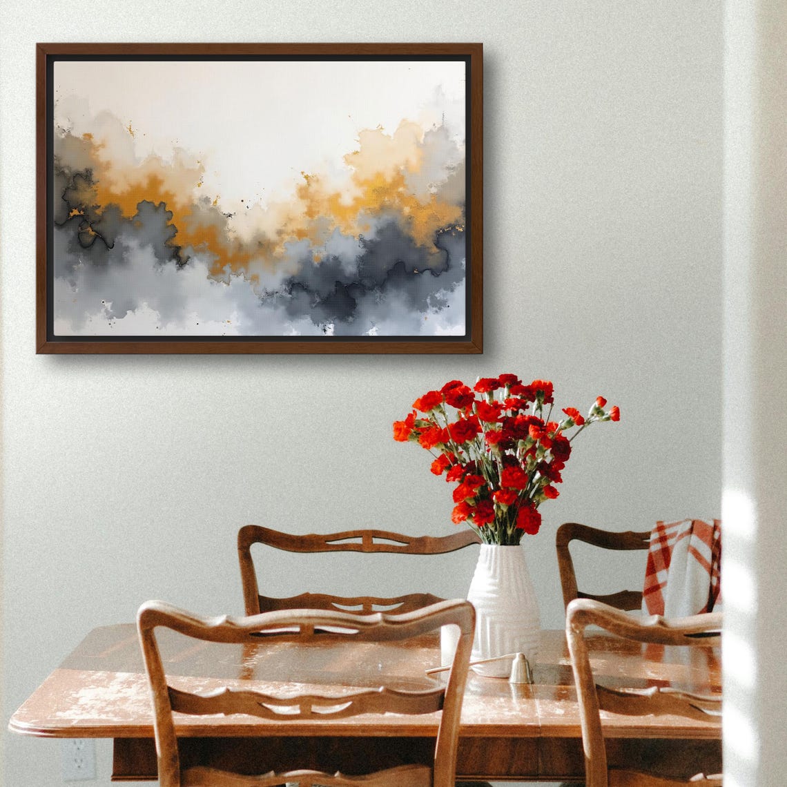 Explosive Gold And Charcoal Ink Burst Watercolor Abstract Poster - Image 3