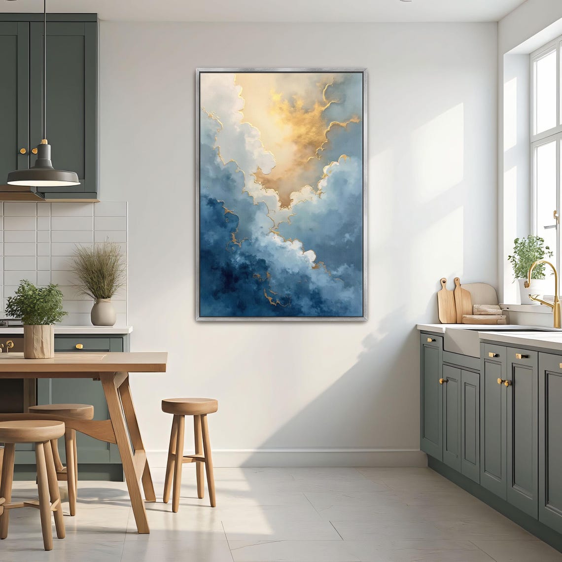 Golden Cloudscape Abstract Sunlit Dramatic Sky Painting Poster - Image 2