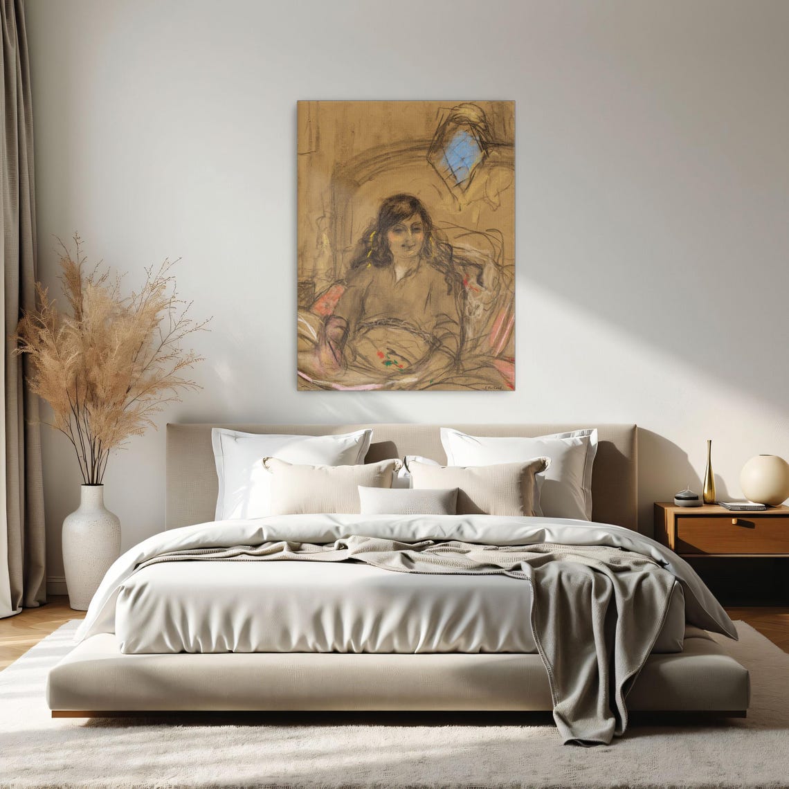 Woman in Chair by Window Expressive Sketch Portrait Art Poster - Image 2