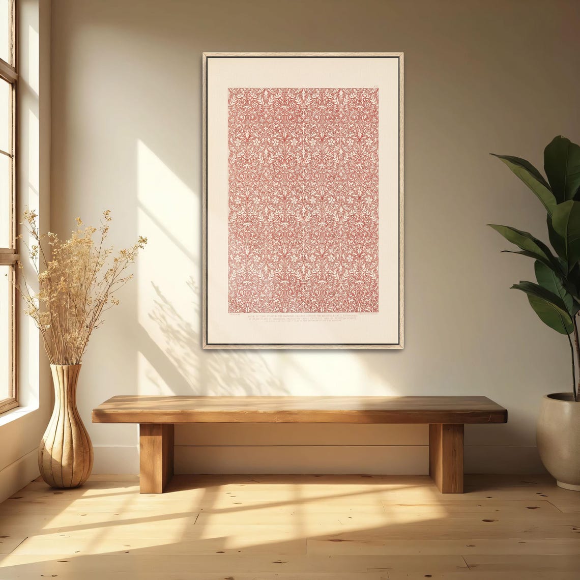 Red Floral Ornamental Pattern Vintage Red Damask Style Poster - Image 4