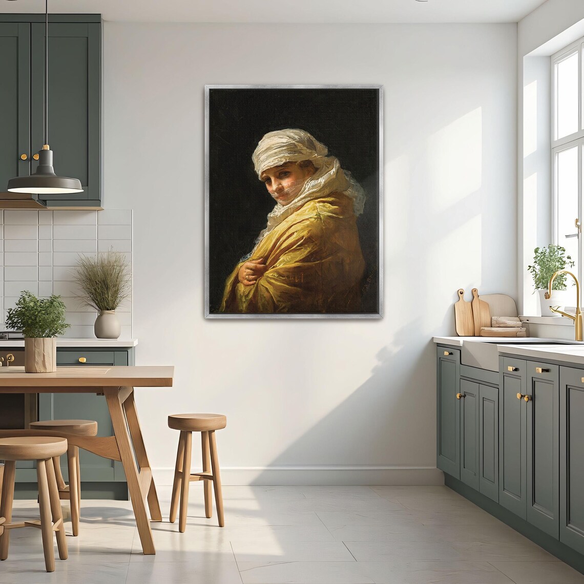 Woman in White Turban and Golden Shawl Classic Portrait Poster