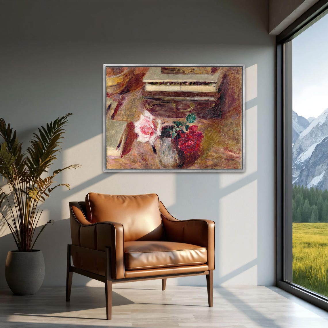 Roses Still Life with Piano Keyboard Impressionist Art Poster - Image 3