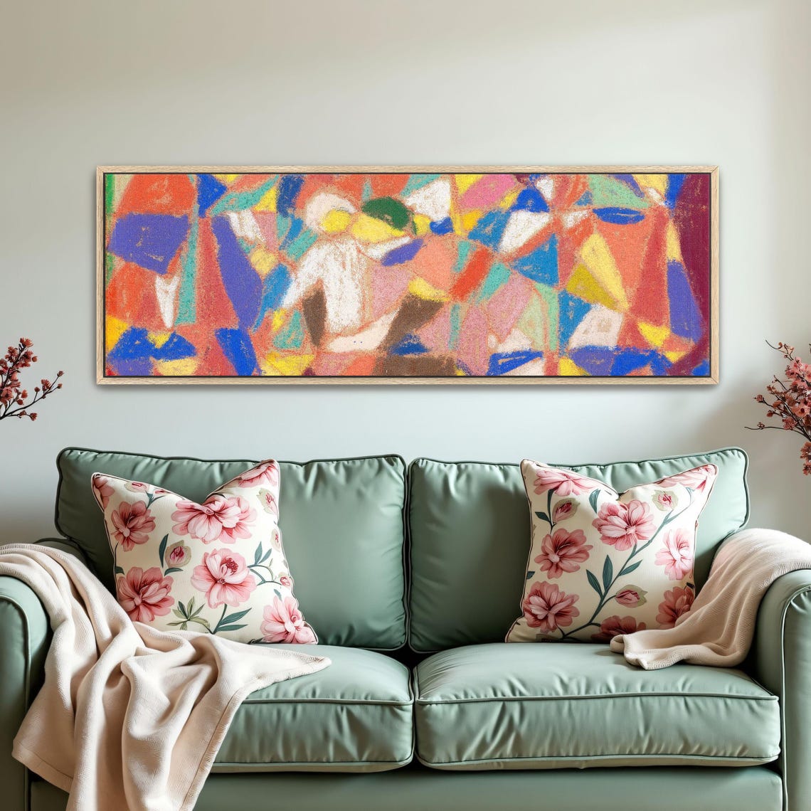 Abstract Colorful Art With Geometric Shapes Panoramic Wall Art Horizontal Framed Art Above Bed Wall Art Bedroom And Living Room Art - Image 5