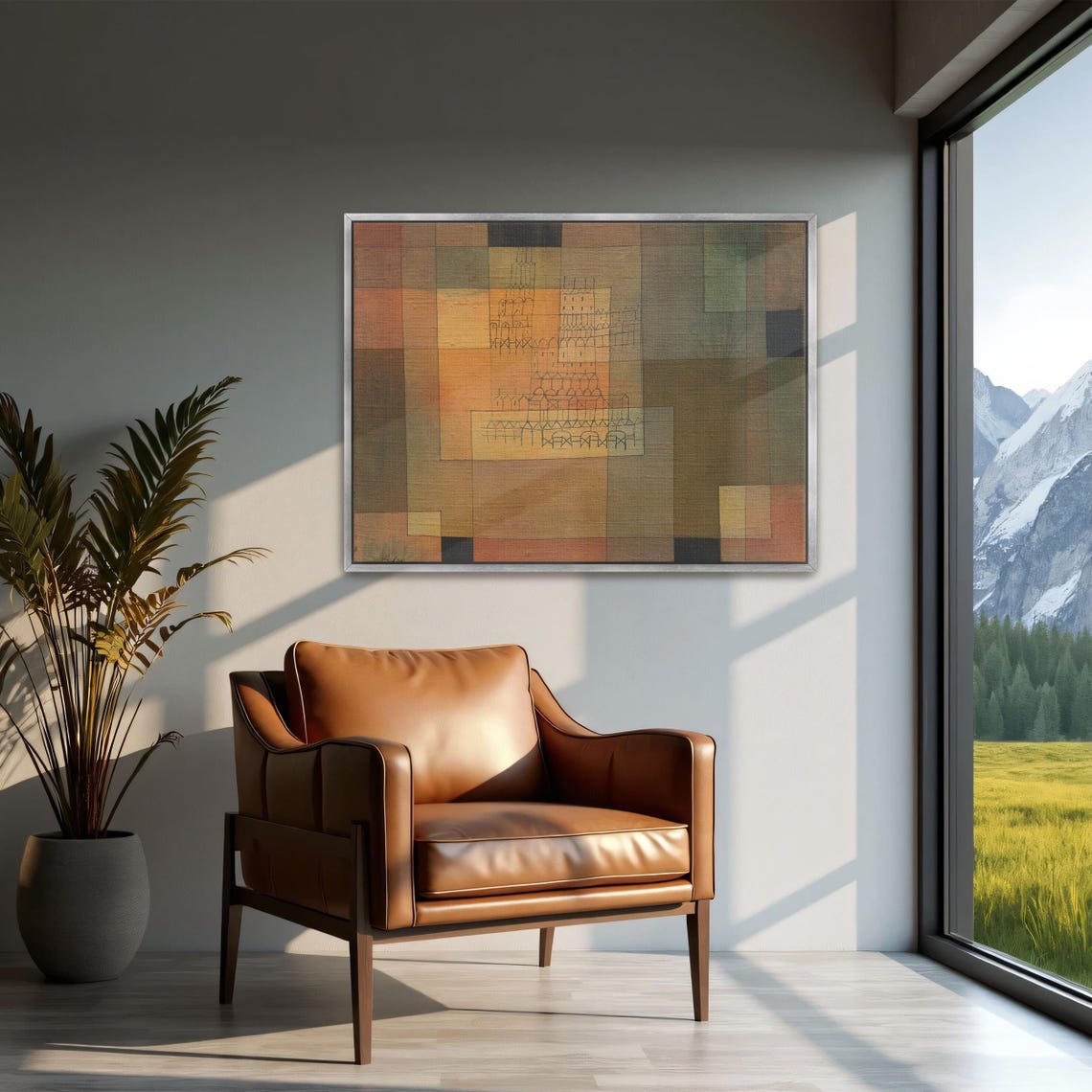 Paul Klee Abstract City Built From Warm Geometric Squares Poster - Image 2