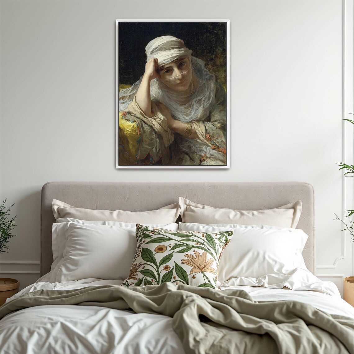 Victorian Woman in White Veil Seated Classic Portrait Art Poster - Image 3
