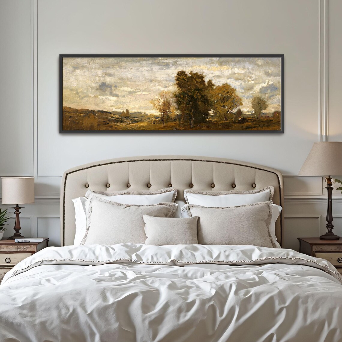 Cloudy Sky Over A Field Of Trees Panoramic Wall Art Horizontal Framed Art Above Bed Wall Art Bedroom And Living Room Art Wide Narrow - Image 4