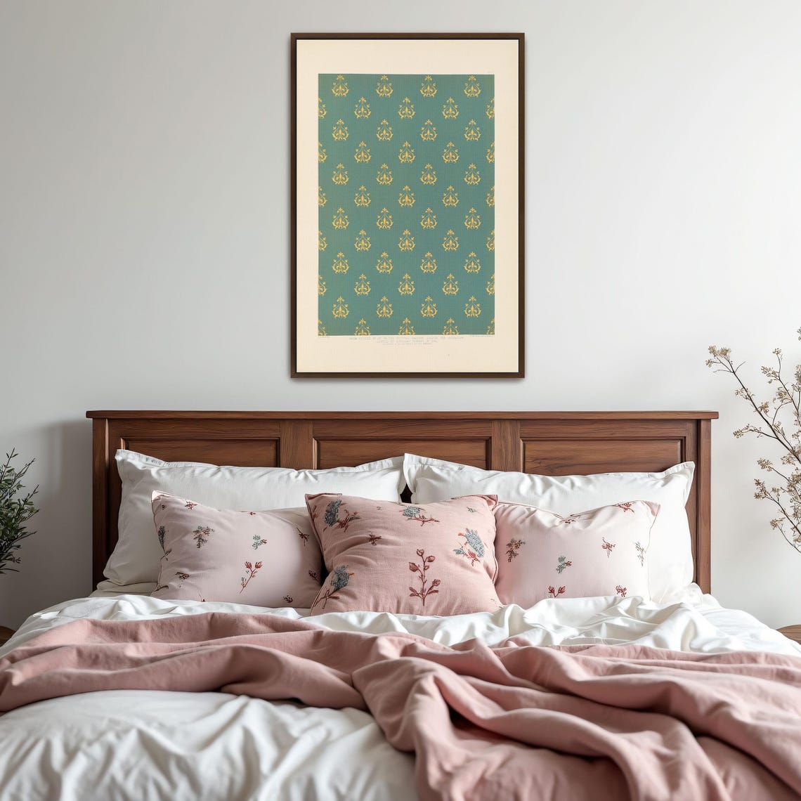 Green And Gold Floral Pattern Renaissance Textile Study Poster - Image 5