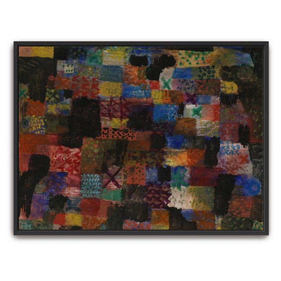 Paul Klee Framed Wall Art Abstract Patchwork Of Colors Geometric Wall Art Black And Red Living Room Decor Abstract Art