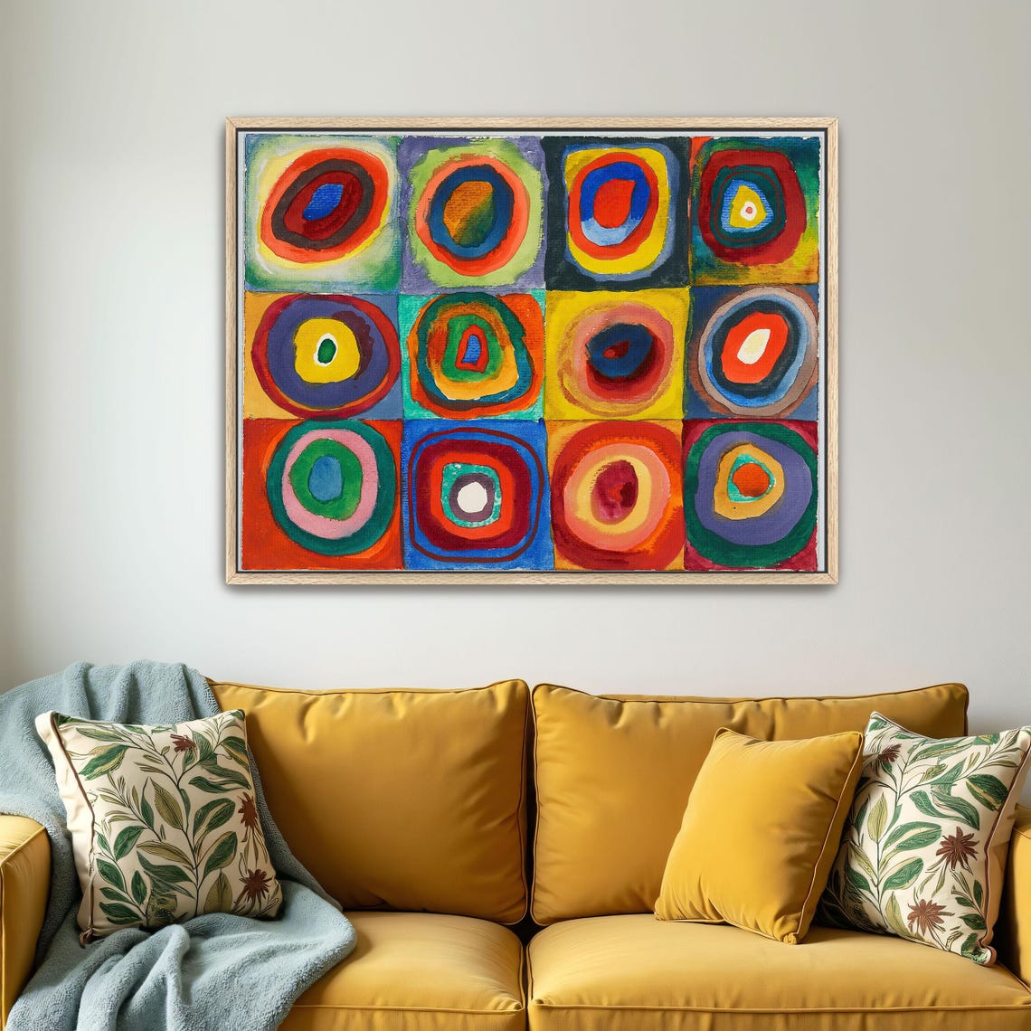 Framed Print Of Abstract Painting With Concentric Circles Geometric Print Red And Yellow Living Room Decor Abstract Art - Image 5
