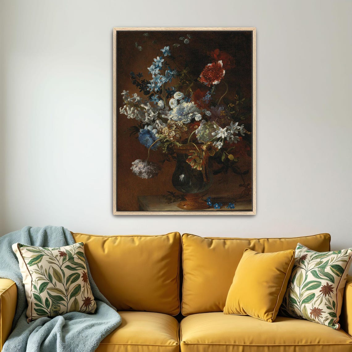Dutch Floral Still Life With Blue and Red Blooms in Vase Poster - Image 4