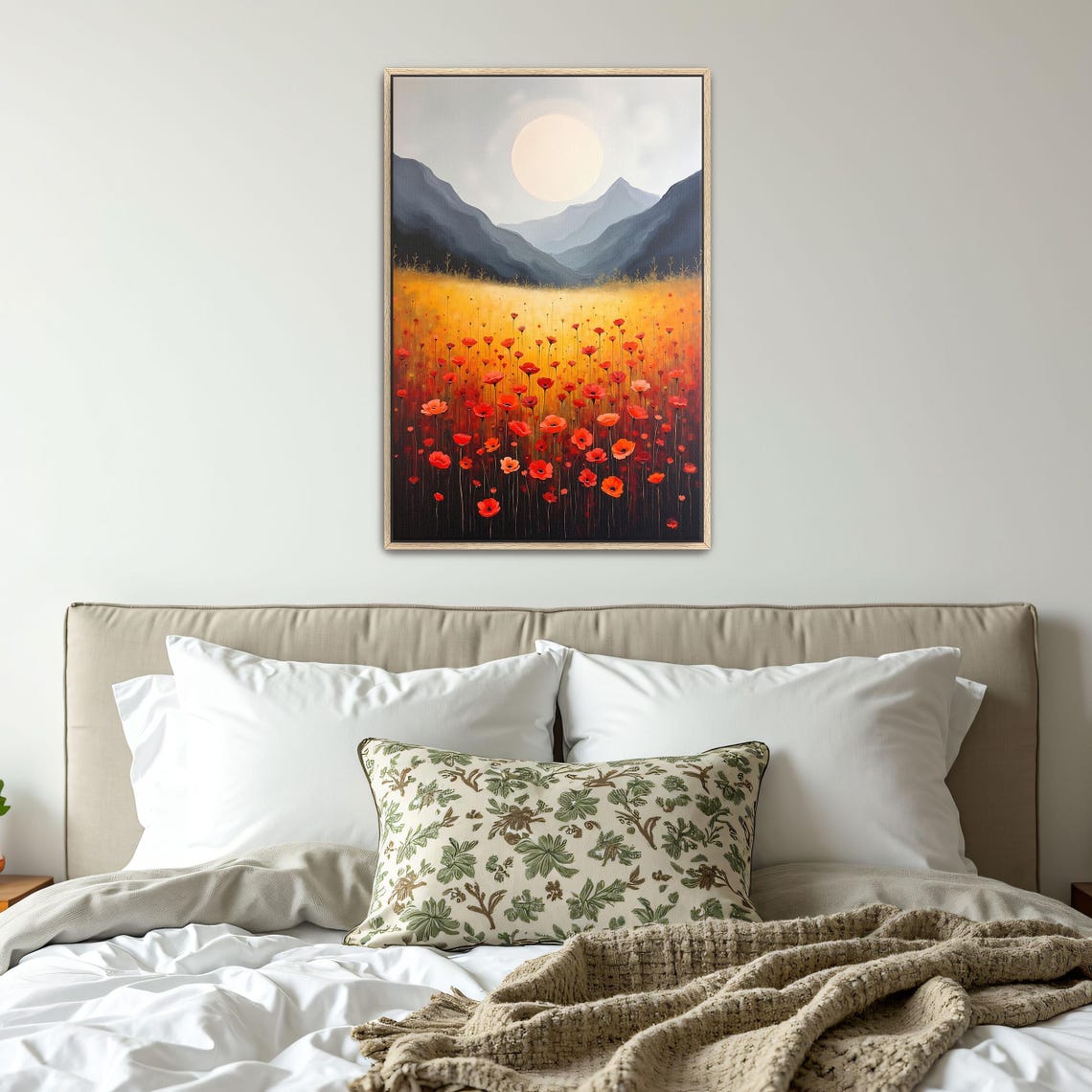 Red Poppies under a Full Moon in a Dark Mountain Valley Poster - Image 4