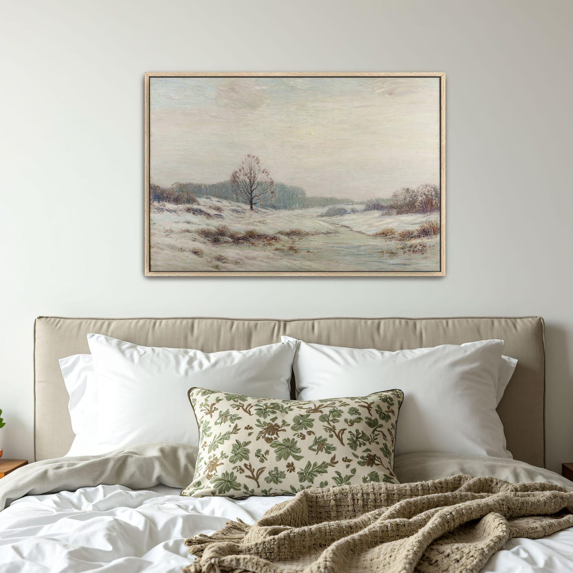 Snowy Winter Landscape Lone Bare Tree Serene White Gray Poster - Image 5
