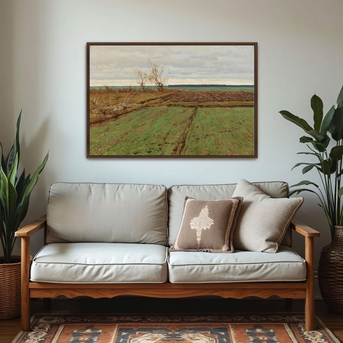 Ploughed Fields Stretching Under A Cloudy Autumn Sky Landscape Poster - Image 5